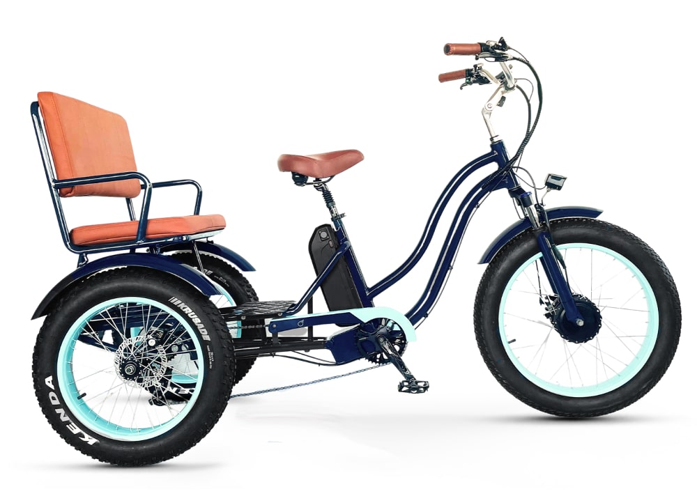 Il triciclo Evryj Journey 750w con sedile passeggero è come un risciò elettrico