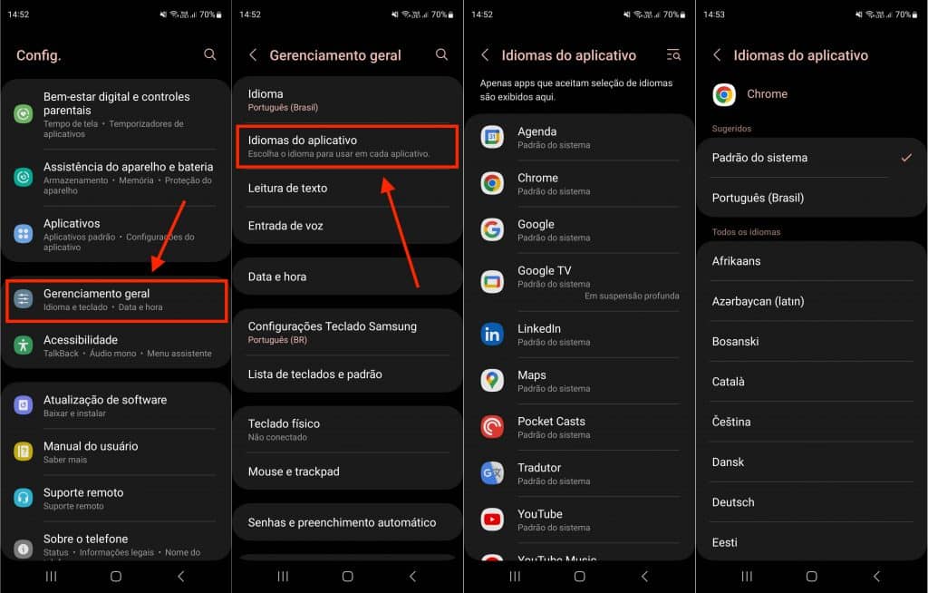 Lingue per ogni app su One UI 5 con Android 13 (Immagine: riproduzione/aspetto digitale)